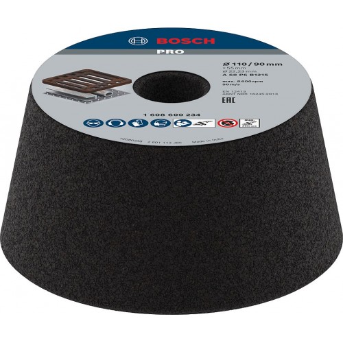 BOSCH Kónická brúsna miska PRO Metal, 90 x 110 x 55 mm, G60 1608600234