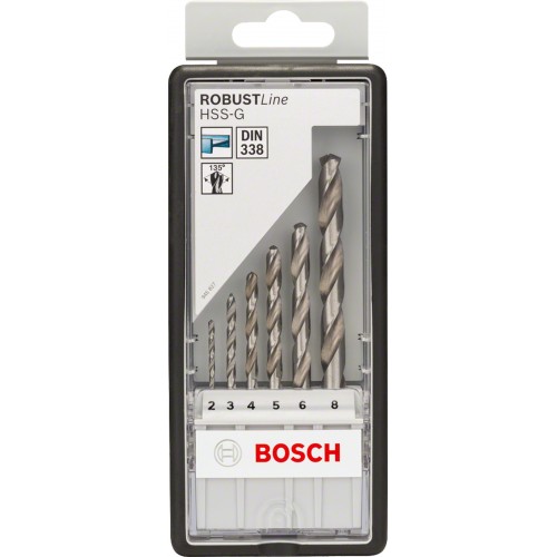 BOSCH 6-dielna súprava vrtákov do kovu HSS-G Robust Line, 135°, 2 – 8 mm 2607010529