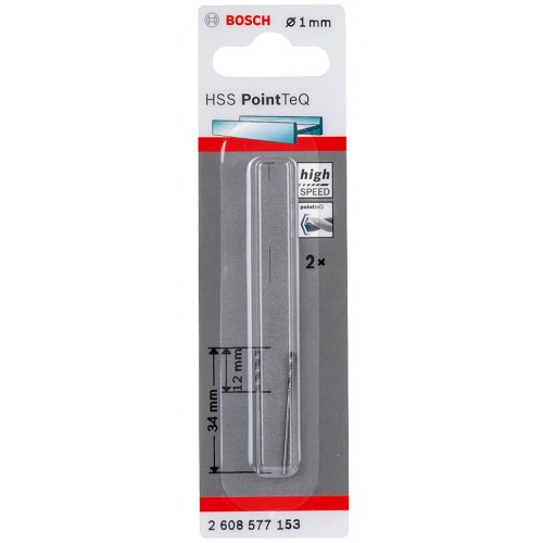 BOSCH Skrutkovitý vrták HSS PointTeQ 1,0 x 12 mm, 2ks 2608577153