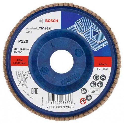 BOSCH Lamelový brúsny kotúč X431, Standard for Metal, 115 mm, 22,23 mm, 120 2608601273