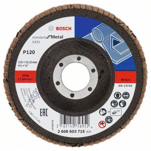 BOSCH Lamelový brúsny kotúč X431, Standard for Metal, 115 mm, 22,23 mm, 120 2608603715