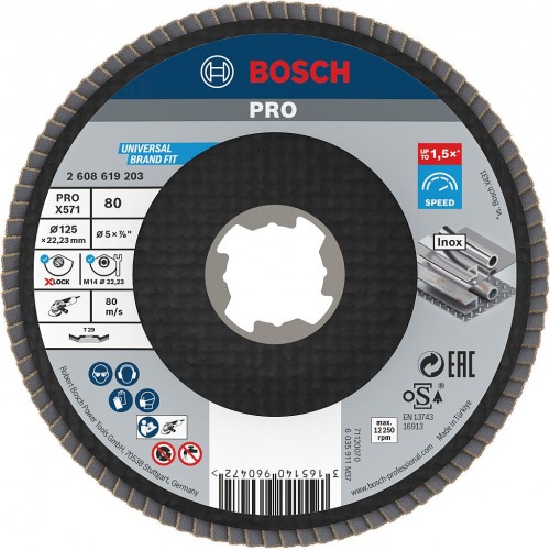 BOSCH Lamelový brúsny kotúč PRO X571, zalomený, 125 mm, G80, X-Lock 2608619203