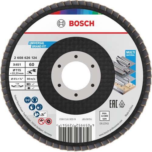 BOSCH Lamelový brúsny kotúč X451, 115 × 22,23 mm, G60, T29, 2608626124