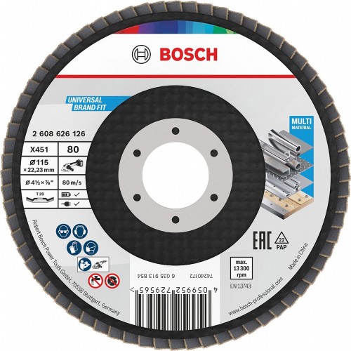BOSCH Lamelový brúsny kotúč X451, 115 × 22,23 mm, G80, T29, 2608626126