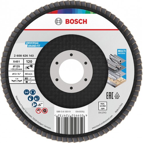 BOSCH Lamelový brúsny kotúč X451, 125 × 22,23 mm, G120, T29 2608626143
