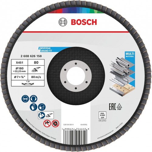 BOSCH Lamelový brúsny kotúč X451, 180 × 22,23 mm, G80, T29 2608626158