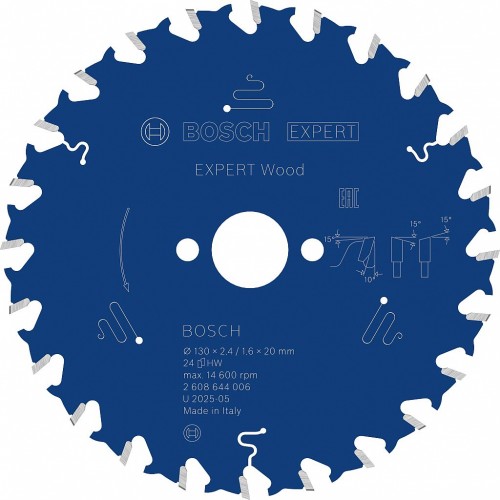 BOSCH Kotúč EXPERT Wood na drevo pre okružné píly, 130 × 2,4/1,6 × 20 mm, T24 2608644006