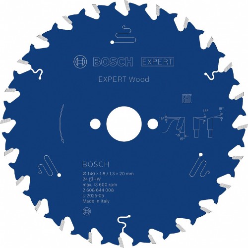 BOSCH Kotúč EXPERT Wood na drevo pre okružné píly, 140 × 1,8/1,3 × 20 mm, T24 2608644008