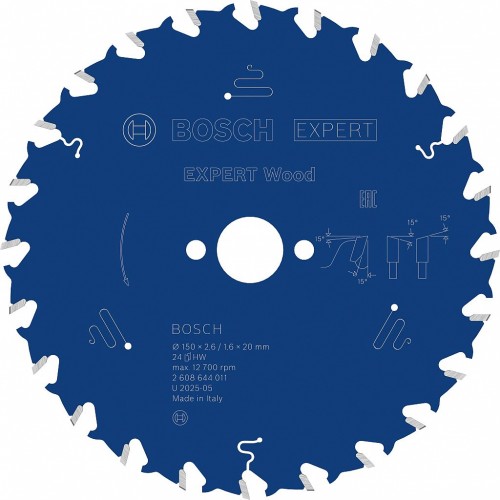 BOSCH Kotúč EXPERT Wood na drevo pre okružné píly, 150 × 2,6/1,6 × 20 mm, T24 2608644011