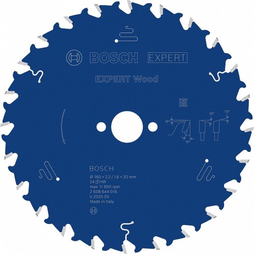 BOSCH Kotúč EXPERT Wood na drevo pre okružné píly, 160 × 2,2/1,6 × 20 mm, T24 2608644016