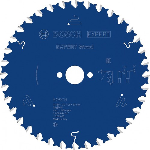 BOSCH Kotúč EXPERT Wood na drevo pre okružné píly, 160 × 2,2/1,6 × 20 mm, T36 2608644017