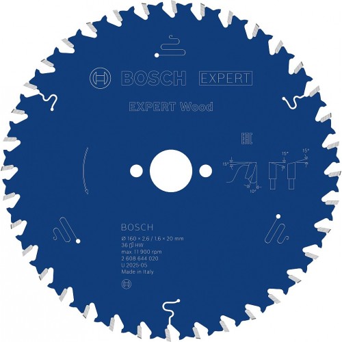 BOSCH Expert for Wood Pílový kotúč, 160 × 2,6/1,6 × 20 mm, T36 2608644020