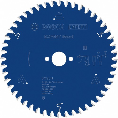 BOSCH Pílový kotúč Expert for Wood, 160 × 2,6/1,6 × 20 mm, T48 2608644021