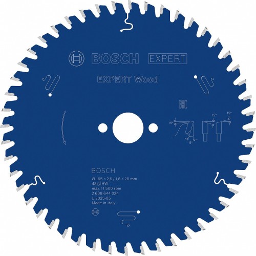 BOSCH Pílový kotúč Expert for Wood, 165 × 2,6/1,6 × 20 mm, T48 2608644024