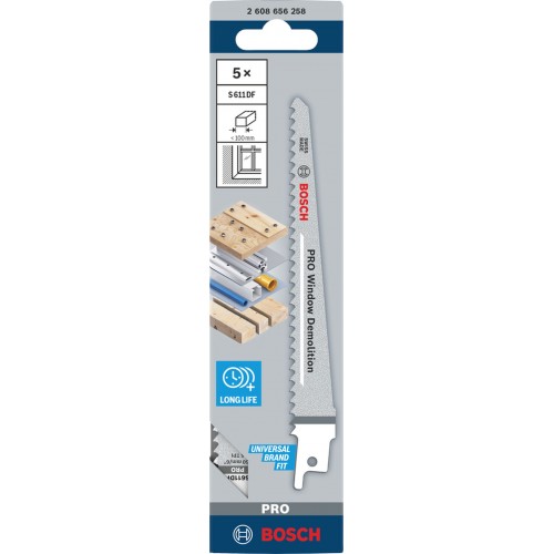 BOSCH Pílový list PRO Window Demolition S 611 DF 1,25 x 19 x 150 mm, 5 ks 2608656258 BOSCH Pílový list PRO Window Demolition S 611 DF 1,25 x 19 x 150 mm, 5 ks 2608656258