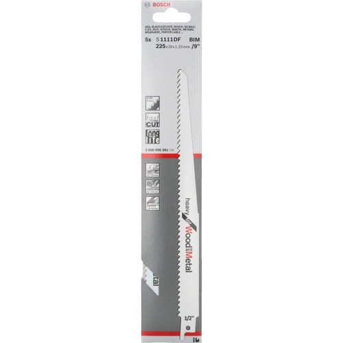 BOSCH List chvostovej píly S 1111 DF Heavy for Wood and Metal 5ks 2608656261 BOSCH List chvostovej píly S 1111 DF Heavy for Wood and Metal 5ks 2608656261