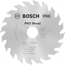 BOSCH Kotúč PRO Wood cordless na drevo pre aku okružné píly, 85 x 1,1 x 15 mm 2608837666