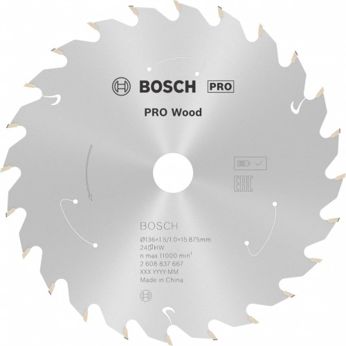 BOSCH Kotúč PRO Wood cordless na drevo pre aku okružné píly, 136 x 1,5 x 15,875 mm 2608837