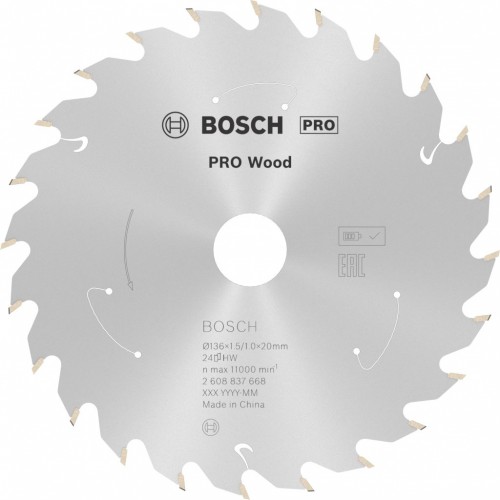 BOSCH Kotúč PRO Wood cordless na drevo pre aku okružné píly 136 x1,5/1 x 20 T24 2608837668