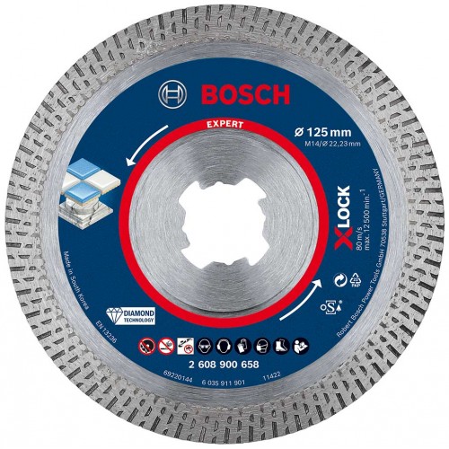 BOSCH Diamantový rezací kotúč EXPERT HardCeramic X-LOCK, 125 x 1,4 x10 mm 2608900658
