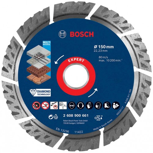 BOSCH Diamantový rezací kotúč EXPERT MultiMaterial 150 x 22,23 x 2,4 x12 mm 2608900661