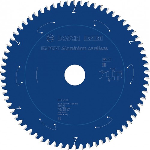 BOSCH Pílový kotúč EXPERT Aluminium cordless, 216 × 2/1,4 × 30 mm, T66 2608902124