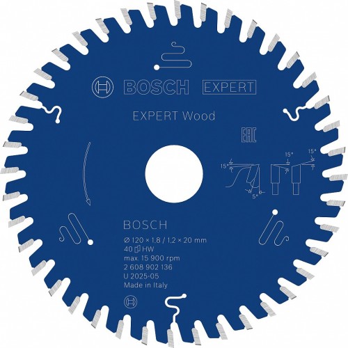 BOSCH Expert for Wood Pílový kotúč, 120 × 1,8/1,2 × 20 mm, T40 2608902136
