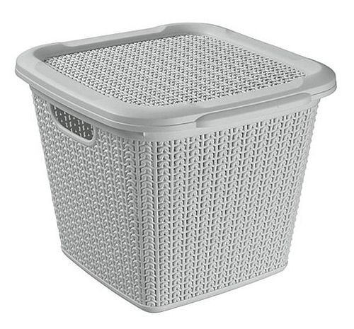 BRILANZ Box ratanový s vekom 15 l, 30 x 30 x 27,5 cm, šedý 43937503