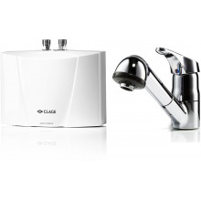 CLAGE M7 EKA Prietokový ohrievač vody 6,5 kW 400 V + páková stojanková batéria 1500-17226