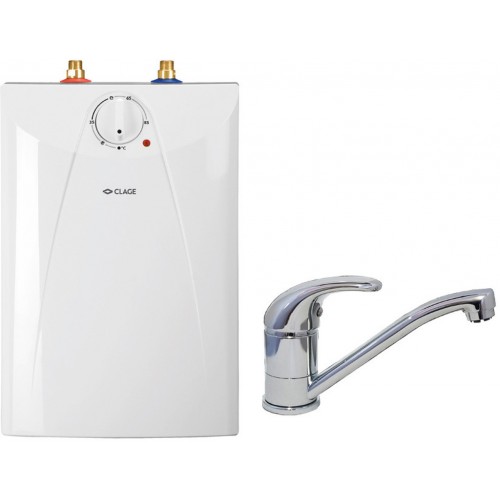 CLAGE S5-U + BUP Ohrievač vody so zásobníkom pod umývadlo s armatúrou 4100-42056