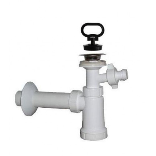 SAPHO umývadlový sifón, nerezová výpusť 5/4 "odpad 40mm s odbočkou, zátka, plast CV1014