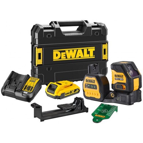 DeWALT DCE088D1G18 Aku krížový laser, zelený lúč (18V/1x2,0Ah) kufor Tstak