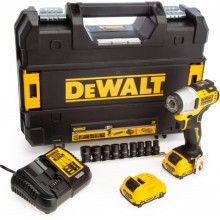 DeWALT DCF902D2 Aku rázový uťahovač +sada nástrčných kľúčov 3/8" (270Nm/12V/2x2,0Ah)Tstak