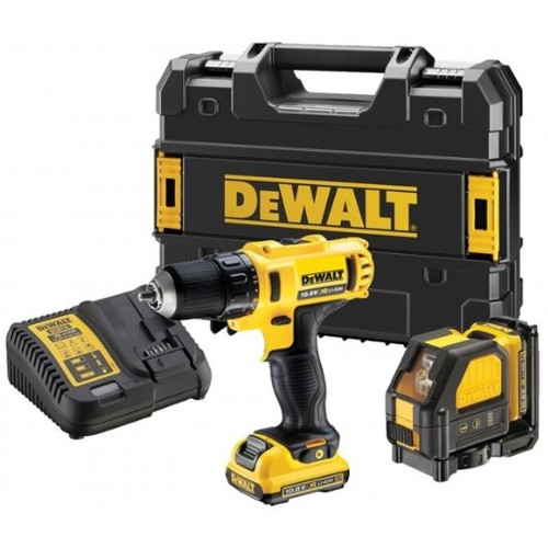 DeWALT Combo sada Aku vŕtačka + Krížový laser 10,8 V, kufor Tstak DCK215D2T