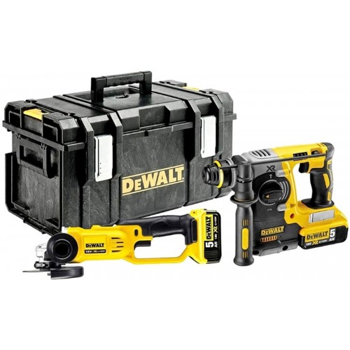 DeWALT Combo sada 18 V Kladivo SDS-PLUS + Uhlová brúska 2 x 5,0Ah, kufor TSTAK VI DCK272P2