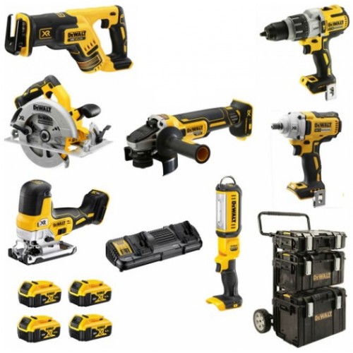 DeWALT DCK856P4 Aku Kombo sada 8 druhov náradia,18V XR 4 x 5Ah,3x kufor+vozík