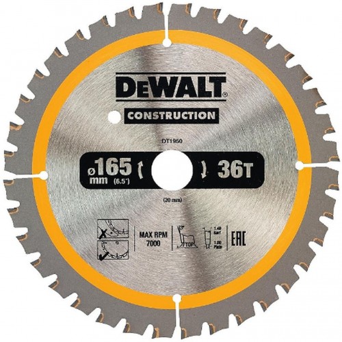 DeWALT DT1950 Pílový kotúč 165 x 20 mm, 36 zubov, FTG 3°