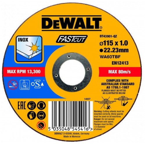 DeWALT rezný kotúč na nerez 115 x 22.2 x 1.0 mm DT43901 DeWALT rezný kotúč na nerez 115 x 22.2 x 1.0 mm DT43901