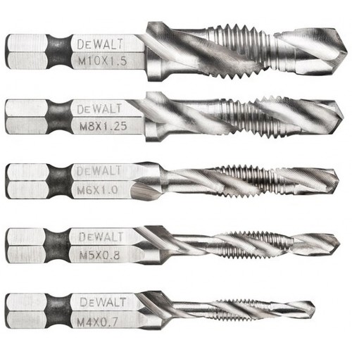 DeWALT DT50060 5-dielna súprava vrtákov sa závitníkom M4, M5, M6, M8, M10