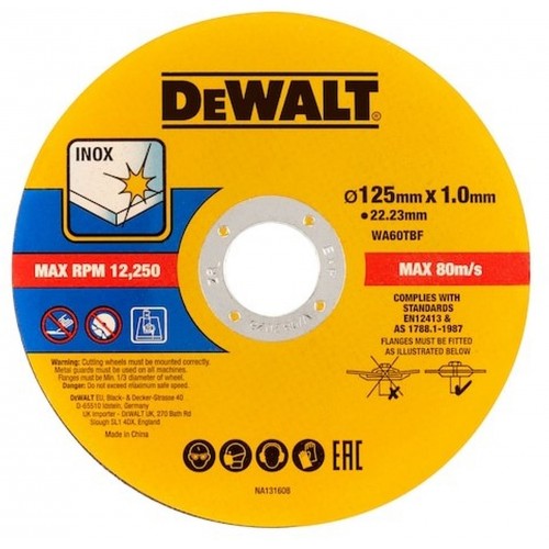 DeWALT DT20598 Rezný kotúč na nerez 125 x1 x 22,2mm 50 ks DeWALT DT20598 Rezný kotúč na nerez 125 x1 x 22,2mm 50 ks