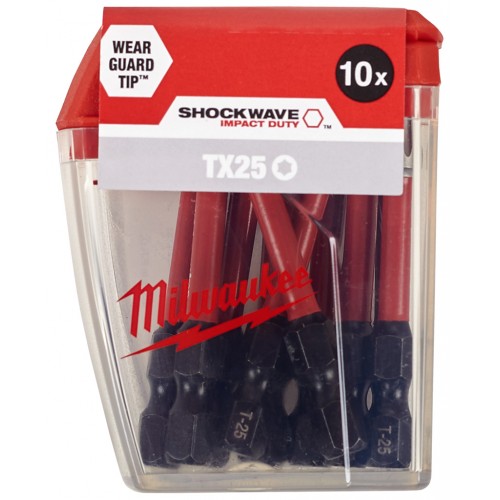 Milwaukee Shockwave skrutkovacie bity TX25 50 mm – 10 ks 4932430882 Milwaukee Shockwave skrutkovacie bity TX25 50 mm – 10 ks 4932430882