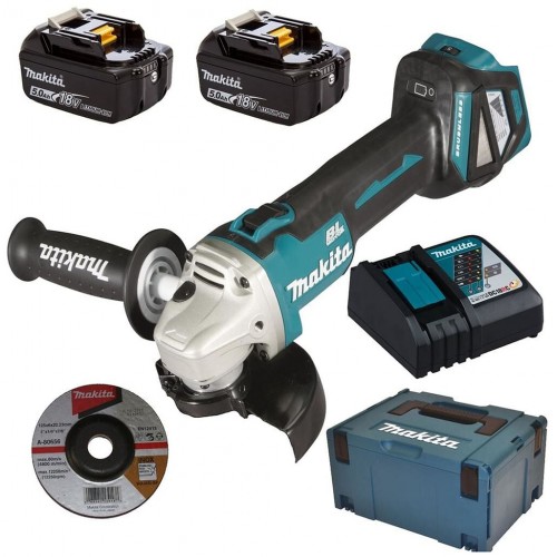 Makita DGA511RTJ Aku uhlová brúska s reguláciou 125mm Li-ion LXT (2x5,0Ah/18V)