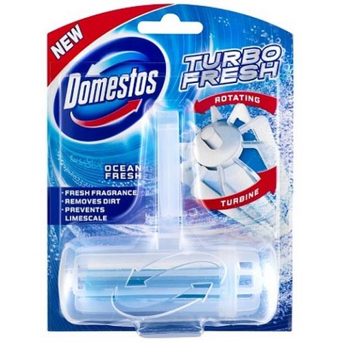 DOMESTOS TURBO FRESH Rotačné tuhý WC blok Ocean 38 g DOMESTOS TURBO FRESH Rotačné tuhý WC blok Ocean 38 g