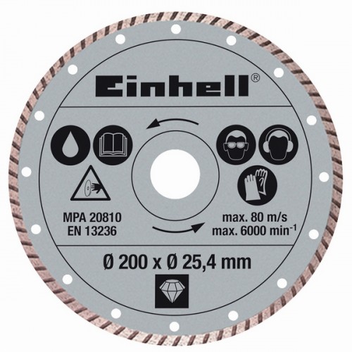 EINHELL Diamantový kotúč TURBO 200x25, 4mm k rezačkám TPR 200/2, RT-SC 560 U 43.011.75