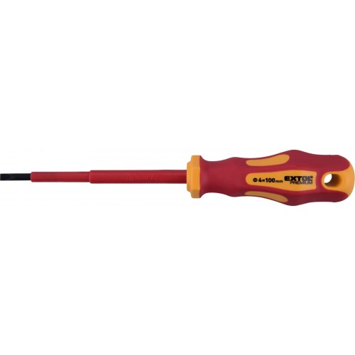 EXTOL PREMIUM skrutkovač elektrikářský, (-) 4x100mm, VDE, CrV 53074 EXTOL PREMIUM skrutkovač elektrikářský, (-) 4x100mm, VDE, CrV 53074