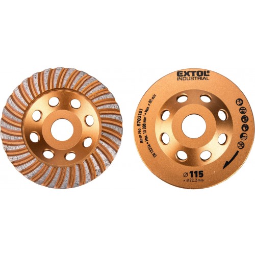 EXTOL INDUSTRIAL kotúč diamantový brúsny lamelový, 115x22,2mm 8703101