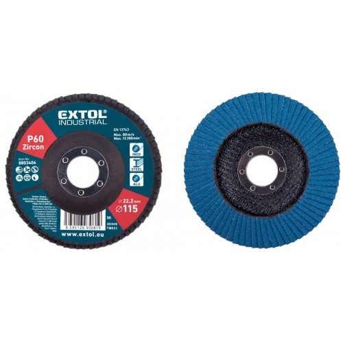 EXTOL INDUSTRIAL kotúč lamelový šikmý zirkónový, P60, 115mm 8803404 EXTOL INDUSTRIAL kotúč lamelový šikmý zirkónový, P60, 115mm 8803404