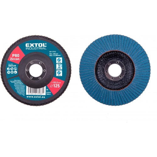EXTOL INDUSTRIAL kotúč lamelový šikmý zirkónový, P80, 125mm 8803428 EXTOL INDUSTRIAL kotúč lamelový šikmý zirkónový, P80, 125mm 8803428
