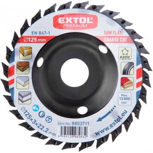 EXTOL PREMIUM kotúč rašplový / pílový na drevo, 125x3x22,2mm, hrubý sek 8803711