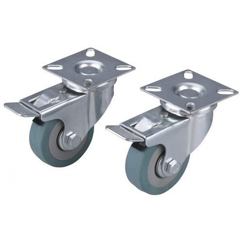 EXTOL PREMIUM kolieska otočné s obručou zo šedej gumy a brzdou,2ks,priemer 50mm 8856025